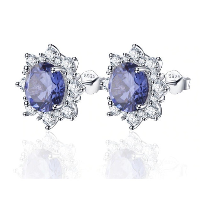 Lab Tanzanite Studs Earrings, 925 Sterling Silver, Tanzanite Earrings, Tanzanite Silver Earrings, Luxury Earrings, Round Cut Stone Earrings | Save 33% - Rajasthan Living 7