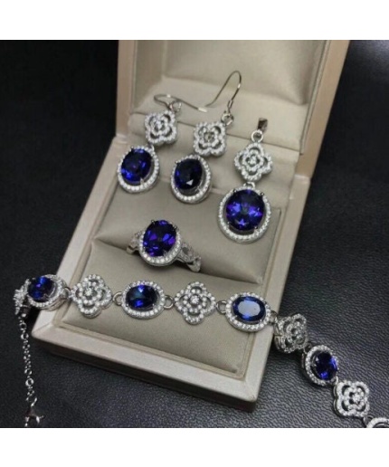 Natural Tanzanite Jewelry Set, Engagement Ring, Tanzanite Jewelry, Women Pendant, Tanzanite Necklace, Luxury Pendant, Oval Cut Stone Pendant | Save 33% - Rajasthan Living 3