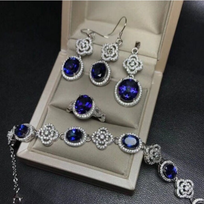 Natural Tanzanite Jewelry Set, Engagement Ring, Tanzanite Jewelry, Women Pendant, Tanzanite Necklace, Luxury Pendant, Oval Cut Stone Pendant | Save 33% - Rajasthan Living 6