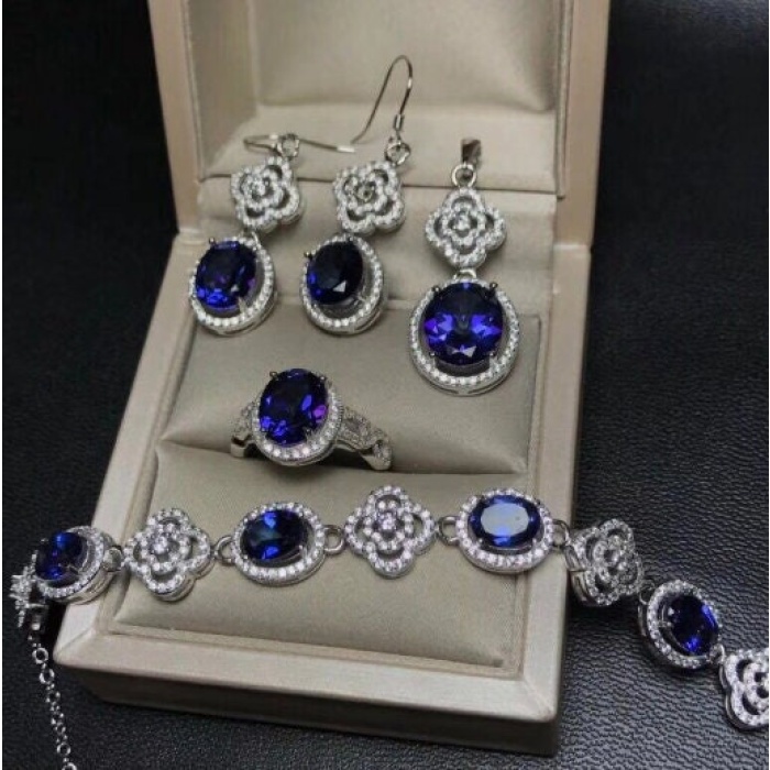 Natural Tanzanite Jewelry Set, Engagement Ring, Tanzanite Jewelry, Women Pendant, Tanzanite Necklace, Luxury Pendant, Oval Cut Stone Pendant | Save 33% - Rajasthan Living 5