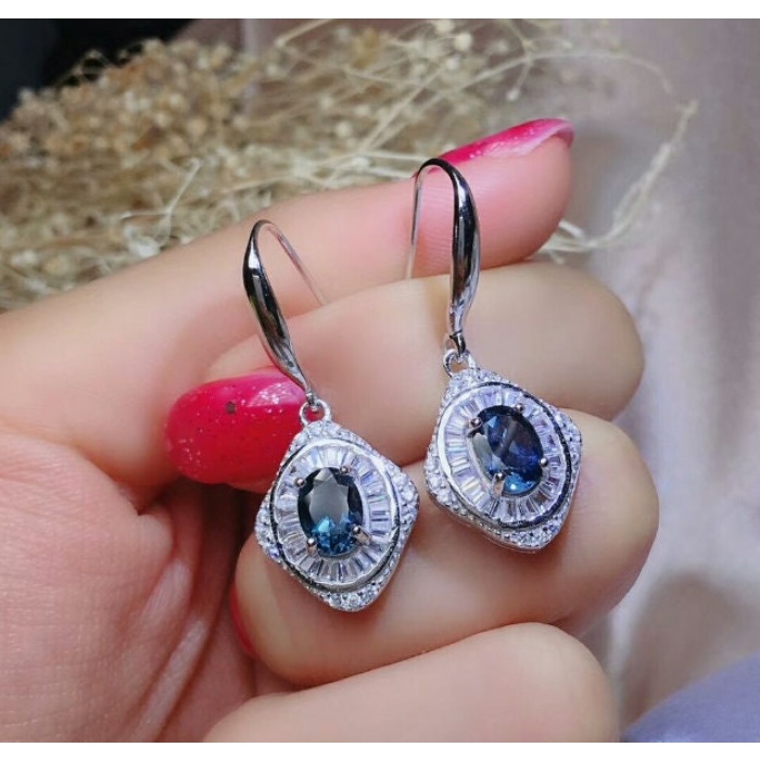 Natural Blue Topaz Jewelry Set, Engagement Ring, Blue Topaz Jewellery Set,Woman Pendant,Topaz Necklace,Luxury Pendent,Oval Cut Stone Pendent | Save 33% - Rajasthan Living 8