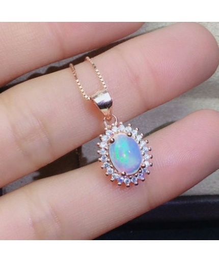 Natural Fire Opal Jewelry Set, Engagement Ring, Opal Jewellery Set,Woman Pendant, Opal Necklace, Luxury Pendent, Oval Cut Stone Pendent | Save 33% - Rajasthan Living 3