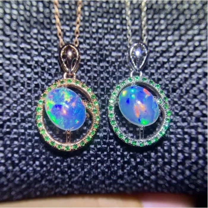 Natural Fire Opal Jewelry Set, Engagement Ring, Opal Jewellery Set,Woman Pendant, Opal Necklace, Luxury Pendent, Oval Cut Stone Pendent | Save 33% - Rajasthan Living 7