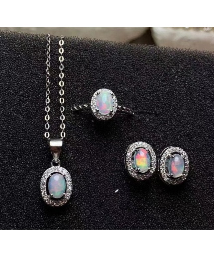 Natural Fire Opal Jewelry Set, Engagement Ring, Opal Jewellery Set,Woman Pendant, Opal Necklace, Luxury Pendent, Oval Cut Stone Pendent | Save 33% - Rajasthan Living