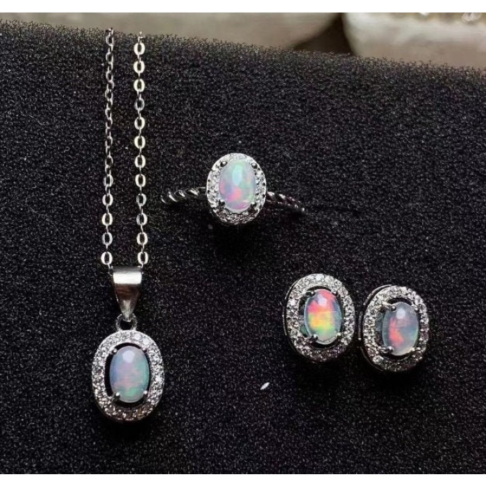 Natural Fire Opal Jewelry Set, Engagement Ring, Opal Jewellery Set,Woman Pendant, Opal Necklace, Luxury Pendent, Oval Cut Stone Pendent | Save 33% - Rajasthan Living 5