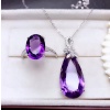 Natural Amethyst Jewellery Set , Engagement Pendent, Silver Amethyst Pendent, Woman Ring, Luxury Pendent, Pear Cut Stone Pendent | Save 33% - Rajasthan Living 16