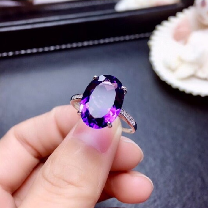 Natural Amethyst Jewellery Set , Engagement Pendent, Silver Amethyst Pendent, Woman Ring, Luxury Pendent, Pear Cut Stone Pendent | Save 33% - Rajasthan Living 9