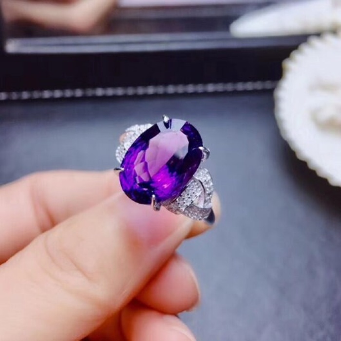 Natural Amethyst Jewellery Set , Engagement Pendent, Silver Amethyst Pendent, Woman Ring, Luxury Pendent, Oval Cut Stone Pendent | Save 33% - Rajasthan Living 7