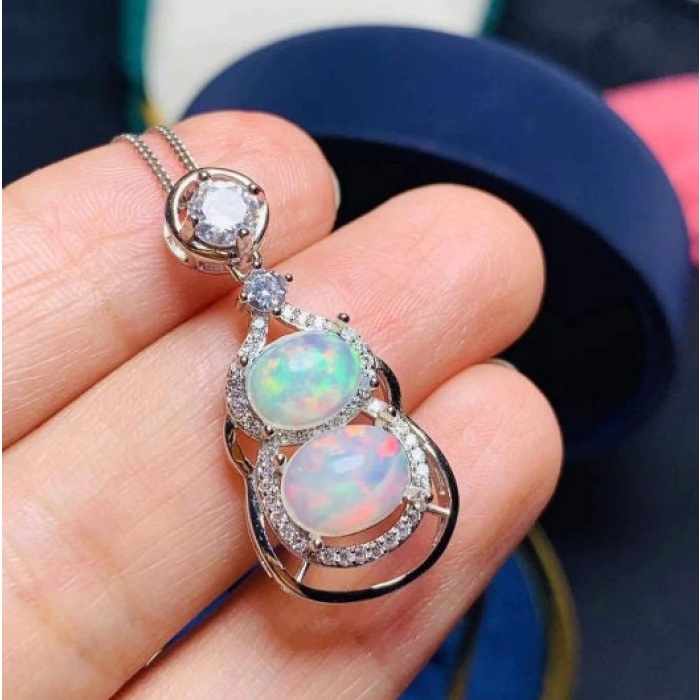 Natural Fire Opal Pendant, Engagement Pendent, Fire Opal Silver Pendent, Woman Pendant, Pendant Necklace, Luxury Pendent, Oval Cut Pendent | Save 33% - Rajasthan Living 5