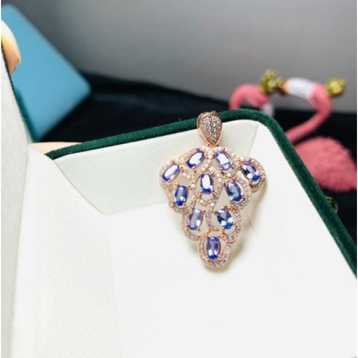 Natural Tanzanite Pendant, Engagement Pendent, Tanzanite Silver Pendent, Woman Pendant, Pendant Necklace, Luxury Pendent, Oval Cut Pendent | Save 33% - Rajasthan Living 7