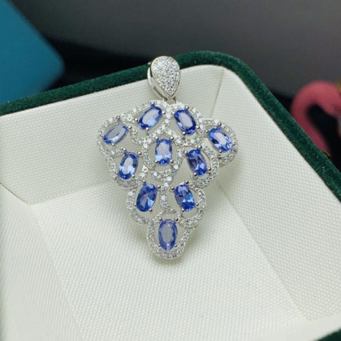 Natural Tanzanite Pendant, Engagement Pendent, Tanzanite Silver Pendent, Woman Pendant, Pendant Necklace, Luxury Pendent, Oval Cut Pendent | Save 33% - Rajasthan Living 8