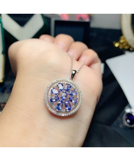 Natural Tanzanite Pendant, Engagement Pendent, Tanzanite Silver Pendent, Woman Pendant, Pendant Necklace, Luxury Pendent, Oval Cut Pendent | Save 33% - Rajasthan Living