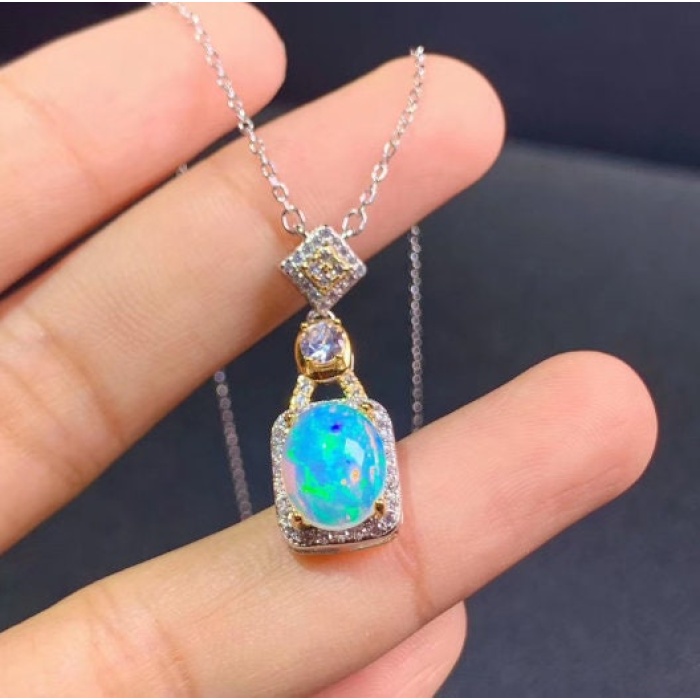 Natural Fire Opal Pendant, Engagement Pendent, Fire Opal Silver Pendent, Woman Pendant, Pendant Necklace, Luxury Pendent, Oval Pendent | Save 33% - Rajasthan Living 8