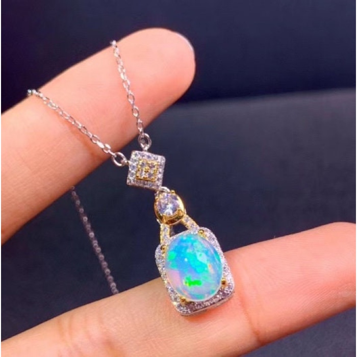 Natural Fire Opal Pendant, Engagement Pendent, Fire Opal Silver Pendent, Woman Pendant, Pendant Necklace, Luxury Pendent, Oval Pendent | Save 33% - Rajasthan Living 5