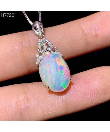 Natural Fire Opal Pendant, Engagement Pendent, Fire Opal Silver Pendent, Woman Pendant, Pendant Necklace, Luxury Pendent, Oval Pendent | Save 33% - Rajasthan Living 5