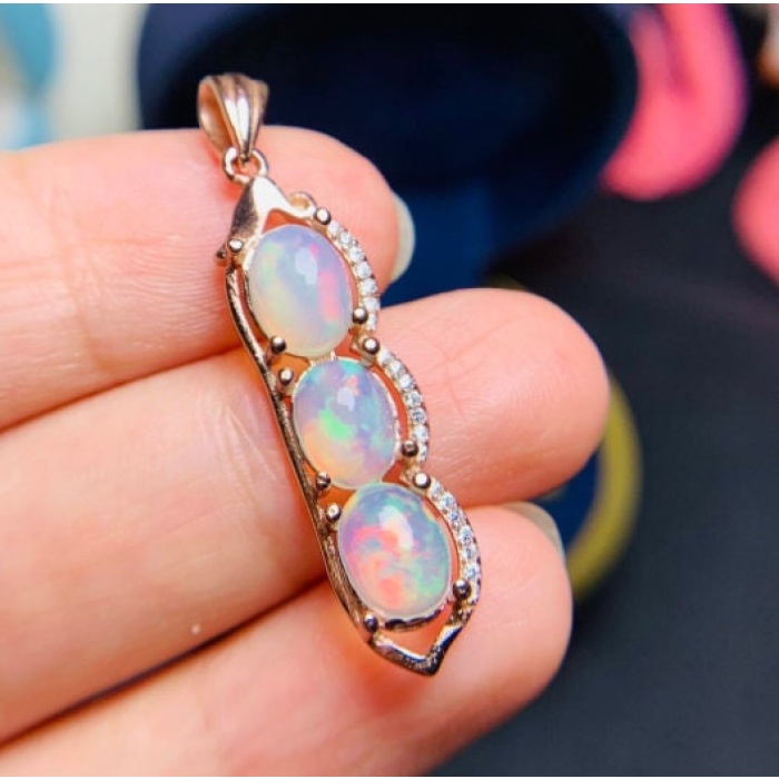 Natural Fire Opal Pendant, Engagement Pendent, Fire Opal Silver Pendent, Woman Pendant, Pendant Necklace, Luxury Pendent, Oval Pendent | Save 33% - Rajasthan Living 5