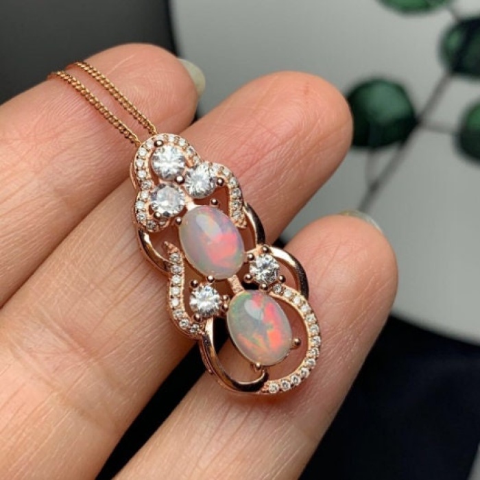 Natural Fire Opal Pendant, Engagement Pendent, Fire Opal Silver Pendent, Woman Pendant, Pendant Necklace, Luxury Pendent, Oval Pendent | Save 33% - Rajasthan Living 6