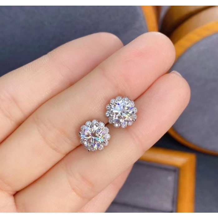 Moissanite Studs Earrings, 925 Sterling Silver, Studs Earrings, Earrings, Moissanite Earrings, Luxury Earrings, Round Stone Earrings | Save 33% - Rajasthan Living 5