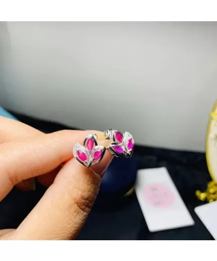 Natural Ruby Stud Earrings, 925 Sterling Silver, Ruby Earrings, Ruby Silver Earrings, Ruby Luxury Earrings, Oval Cut Stone Earrings | Save 33% - Rajasthan Living 3