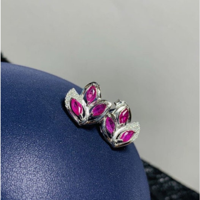 Natural Ruby Stud Earrings, 925 Sterling Silver, Ruby Earrings, Ruby Silver Earrings, Ruby Luxury Earrings, Oval Cut Stone Earrings | Save 33% - Rajasthan Living 8