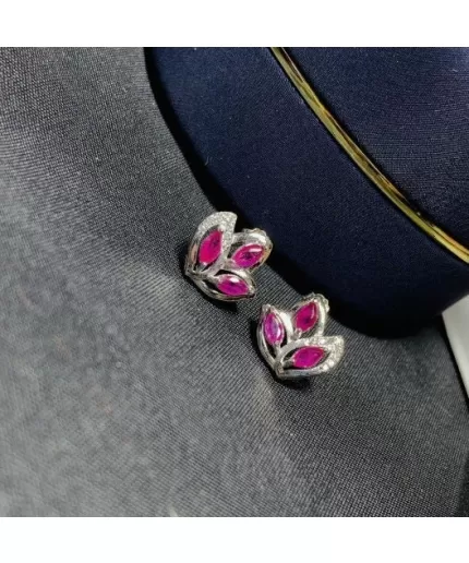 Natural Ruby Stud Earrings, 925 Sterling Silver, Ruby Earrings, Ruby Silver Earrings, Ruby Luxury Earrings, Oval Cut Stone Earrings | Save 33% - Rajasthan Living