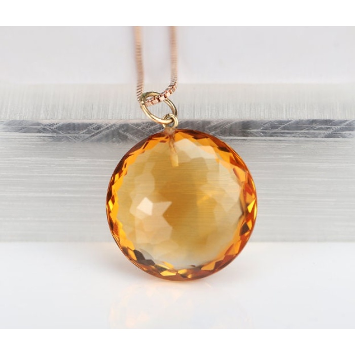 Natural Citrine Pendant, Engagement Pendent, Citrine Pendent, Woman Pendant, Pendant Necklace, Luxury Pendent, Round Stone Pendent | Save 33% - Rajasthan Living 6