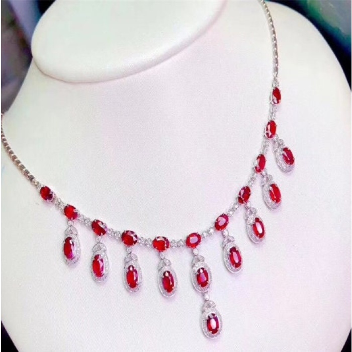 Ruby Necklace, Engagement Necklace, Ruby Silver Necklace, Woman Necklace, Pendant Necklace, Luxury Necklace, Oval Cut Stone Necklace | Save 33% - Rajasthan Living 7