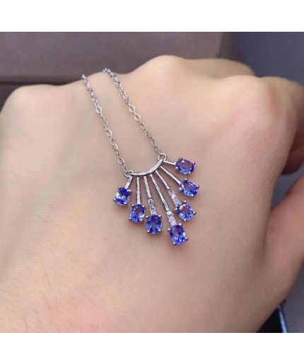 Natural Tanzanite Pendant, Engagement Pendent, Tanzanite Silver Pendent, Woman Pendant, Pendant Necklace, Luxury Pendent, Oval Cut Pendent | Save 33% - Rajasthan Living