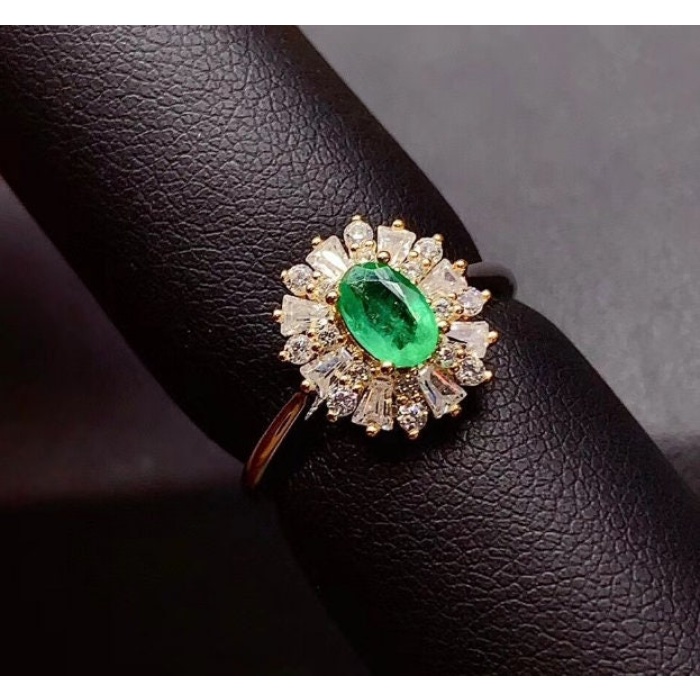 Natural Emerald & Cubic Zirconia Woman Ring, 925 Sterling Silver, Emerald Ring, Statement Ring, Engagement and Wedding Ring | Save 33% - Rajasthan Living 9