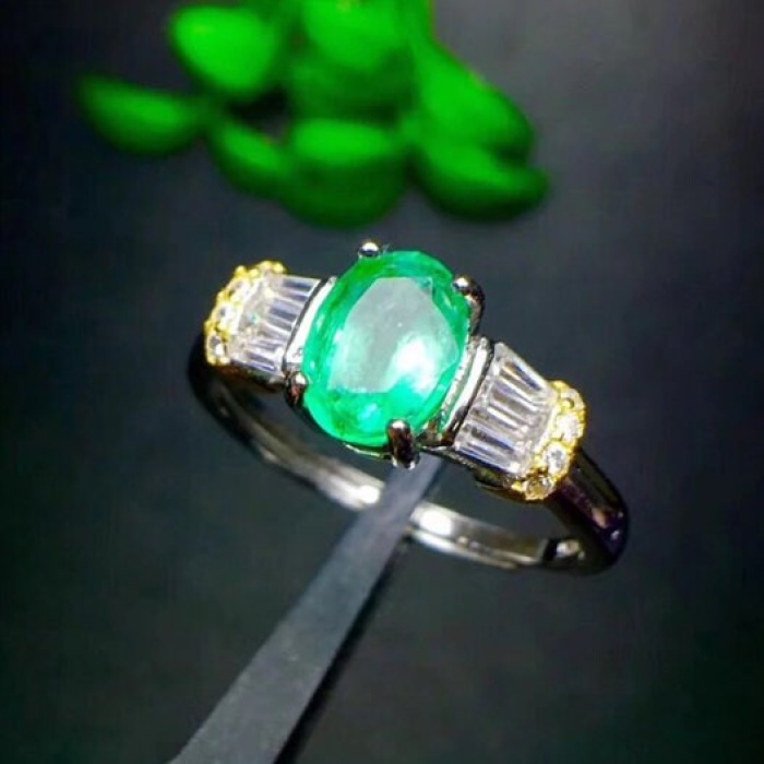 Natural Emerald & Cubic Zirconia Woman Ring, 925 Sterling Silver, Emerald Ring, Statement Ring, Engagement and Wedding Ring | Save 33% - Rajasthan Living 9