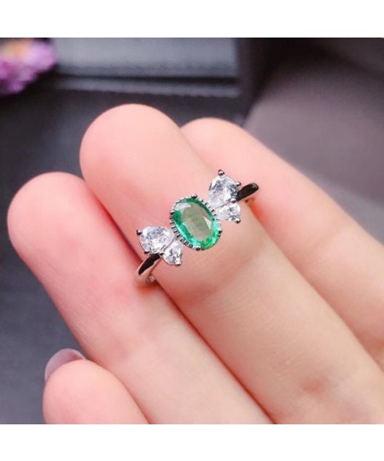 Natural Emerald & Cubic Zirconia Woman Ring, 925 Steeling Silver, Emerald Ring, Statement Ring, Engagement and Wedding Ring | Save 33% - Rajasthan Living