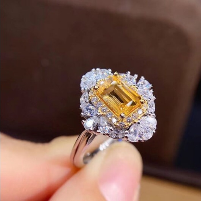 Natural Citrine Ring, 925 Sterling Sliver, Citrine Engagement Ring, Citrine Wedding Ring, luxury Ring, Ring/Band, Citrine Emerald cut Ring | Save 33% - Rajasthan Living 7