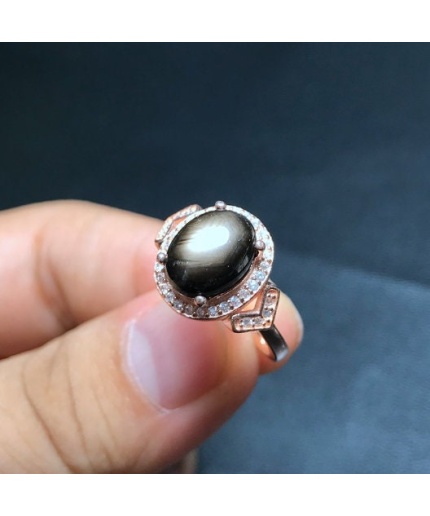 Natural Black Star Sapphire Ring,925 Sterling Sliver,Engagement Ring,Wedding Ring, luxury Ring, solitaire Ring, Oval Cabochon Ring | Save 33% - Rajasthan Living 3