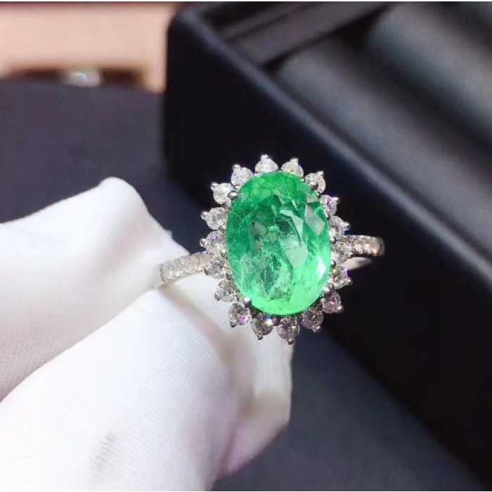 Natural Emerald & Cubic Zirconia Woman Ring, 925 Sterling Silver, Emerald Ring, Statement Ring, Engagement and Wedding Ring | Save 33% - Rajasthan Living 8