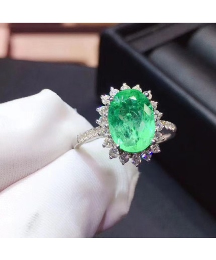 Natural Emerald & Cubic Zirconia Woman Ring, 925 Sterling Silver, Emerald Ring, Statement Ring, Engagement and Wedding Ring | Save 33% - Rajasthan Living