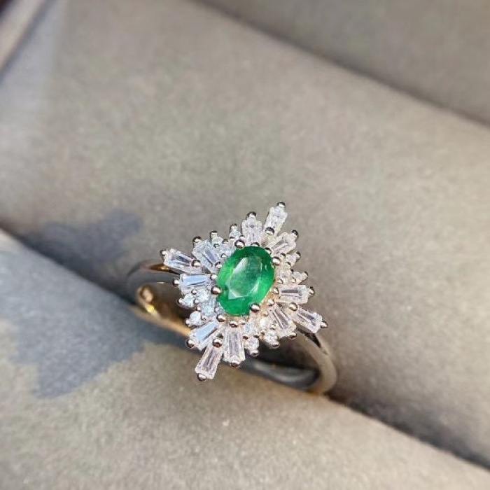 Natural Emerald & Cubic Zirconia Woman Ring, 925 Sterling Silver, Emerald Ring, Statement Ring, Engagement and Wedding Ring | Save 33% - Rajasthan Living 9