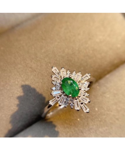 Natural Emerald & Cubic Zirconia Woman Ring, 925 Sterling Silver, Emerald Ring, Statement Ring, Engagement and Wedding Ring | Save 33% - Rajasthan Living