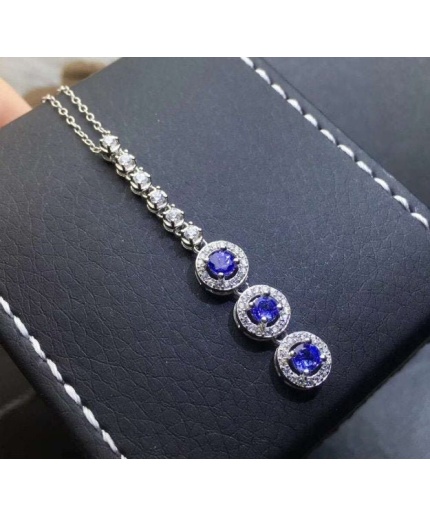 Natural Tanzanite Pendant, Engagement Pendent, Tanzanite Silver Pendent, Woman Pendant, Pendant Necklace, Luxury Pendent, Round Cut Pendent | Save 33% - Rajasthan Living