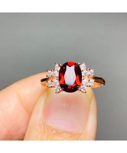 Natural Garnet Ring, 925 Sterling Sliver, Garnet Engagement Ring, Garnet Wedding Ring, Garnet luxury Ring, Ring/Band, Garnet Oval cut Ring | Save 33% - Rajasthan Living 3