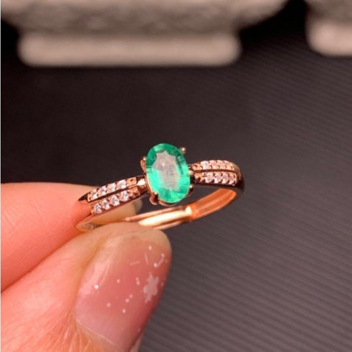 Natural Emerald & Cubic Zirconia Woman Ring, 925 Steeling Silver, Emerald Ring, Statement Ring, Engagement and Wedding Ring | Save 33% - Rajasthan Living 8