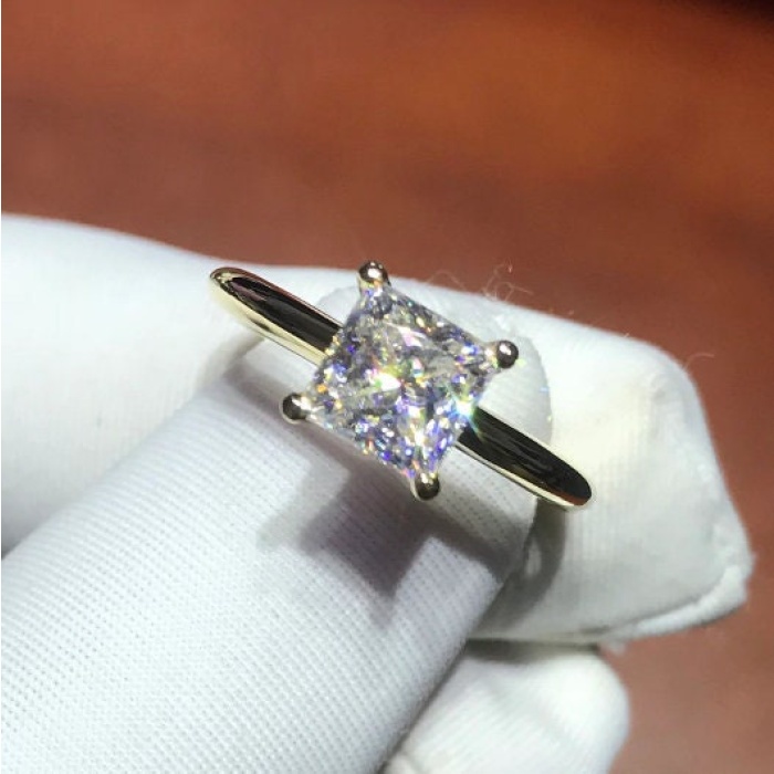 Moissanite Ring, 18k Gold, Moissanite Ring, Engagement Ring, Wedding Ring, Luxury Ring, Ring/Band, Princess Cut Ring | Save 33% - Rajasthan Living 5