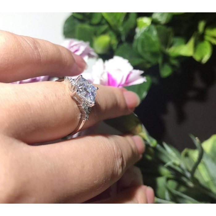 Moissanite Ring, 925 Sterling Silver, Moissanite Ring, Engagement Ring, Wedding Ring, Luxury Ring, Ring/Band, Princess Cut Ring | Save 33% - Rajasthan Living 11