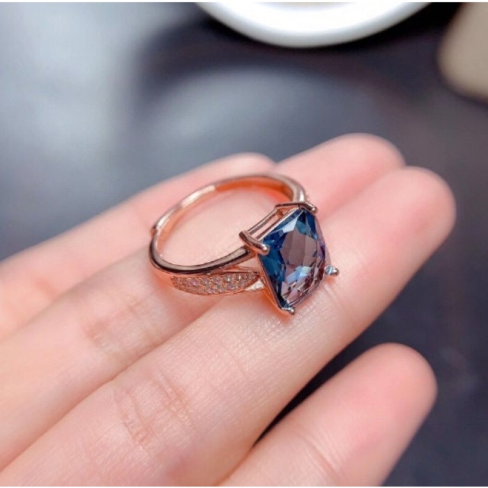 Natural Blue Topaz Ring, 925 Sterling Silver, Topaz Engagement Ring, Topaz Ring, Wedding Ring Topaz Luxury Ring,Ring/Band, Emerald Cut Stone | Save 33% - Rajasthan Living 6