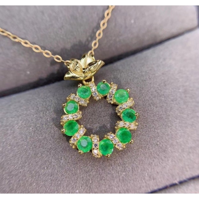 Natural Emerald Pendant, Engagement Pendent, Emerald Silver Pendent, Woman Pendant, Pendant Necklace, Luxury Pendent, Round Stone Pendent | Save 33% - Rajasthan Living 5