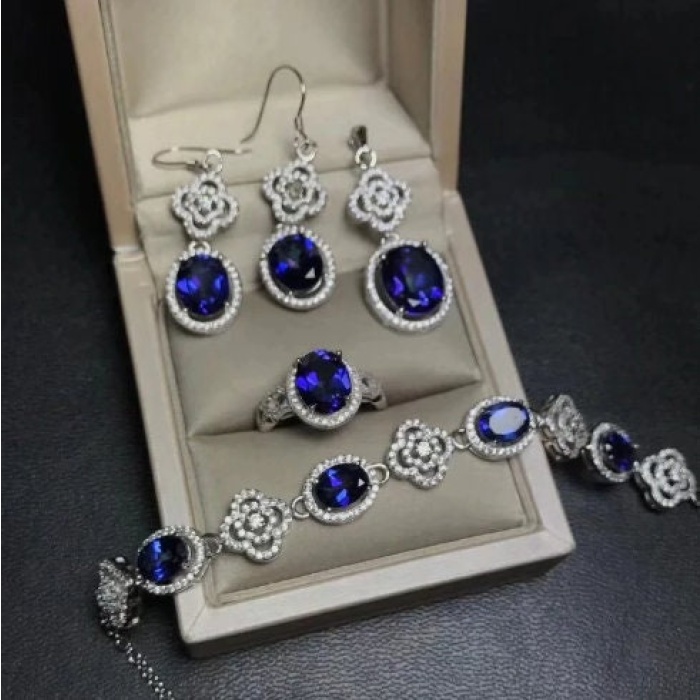 Natural Tanzanite Jewelry Set, Engagement Ring, Tanzanite Jewelry, Women Pendant, Tanzanite Necklace, Luxury Pendant, Oval Cut Stone Pendant | Save 33% - Rajasthan Living 7