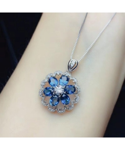 Blue Topaz Pendant, Engagement Pendent, Topaz Silver Pendent, Woman Pendant, Pendant Necklace, Luxury Pendent, Oval Cut Pendent | Save 33% - Rajasthan Living