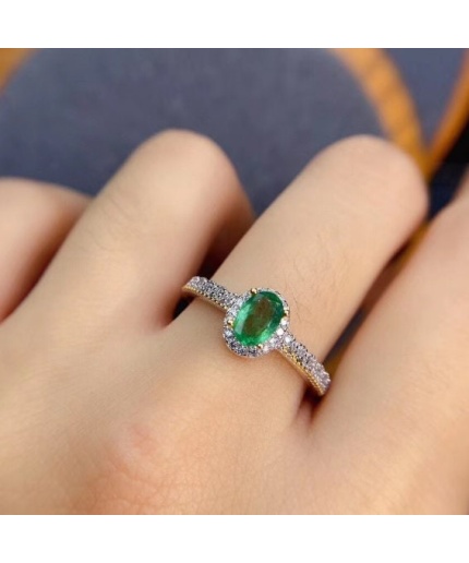 Natural Emerald & Cubic Zirconia Woman Ring, 925 Steeling Silver, Emerald Ring, Statement Ring, Engagement and Wedding Ring | Save 33% - Rajasthan Living 3