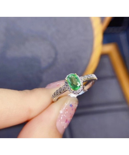 Natural Emerald & Cubic Zirconia Woman Ring, 925 Steeling Silver, Emerald Ring, Statement Ring, Engagement and Wedding Ring | Save 33% - Rajasthan Living