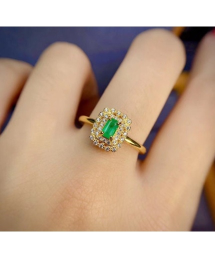 Natural Emerald & Cubic Zirconia Woman Ring, 925 Steeling Silver, Emerald Ring, Statement Ring, Engagement and Wedding Ring | Save 33% - Rajasthan Living 3