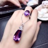 Natural Amethyst Jewellery Set , Engagement Pendent, Silver Amethyst Pendent, Woman Ring, Luxury Pendent, Pear Cut Stone Pendent | Save 33% - Rajasthan Living 18